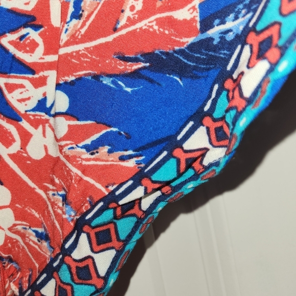 Flying Tomato Blue Floral High-Low Dress Size L Elastic Neck On/Off Shoulder - Picture 7 of 10